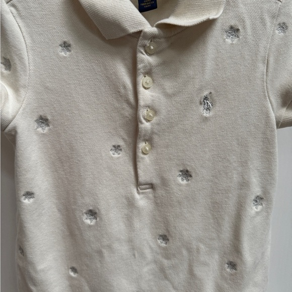 Ralph Lauren 3T Cream Snowflake Short Sleeve Polo Collared Dress - Picture 3 of 6